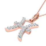 Photo of Zodiac Pisces 1/10 Carat T.W. Lab Grown Diamond Pendant 10K Rose Gold [CP1724R]