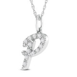 Photo of Aabha "P" 1/8 Carat T.W. Lab Grown Diamond Pendant 10K White Gold [CP1746W]
