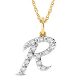 Photo of Aabha "R" 1/8 Carat T.W. Lab Grown Diamond Pendant 10K Yellow Gold [CP1748Y]