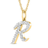 Photo of Aabha "R" 1/8 Carat T.W. Lab Grown Diamond Pendant 10K Yellow Gold [CP1748Y]