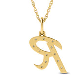 Photo of Aabha "R" 1/8 Carat T.W. Lab Grown Diamond Pendant 10K Yellow Gold [CP1748Y]