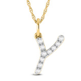 Photo of Aabha "Y" 1/8 CT. T.W. Lab Grown Diamond Pendant 10K Yellow Gold [CP1755Y]