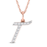 Photo of Aabha "T" 1/8 Carat T.W. Lab Grown Diamond Pendant 10K Rose Gold [CP1750R]