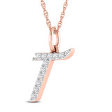 Photo of Aabha "T" 1/8 Carat T.W. Lab Grown Diamond Pendant 10K Rose Gold [CP1750R]