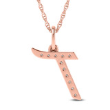 Photo of Aabha "T" 1/8 Carat T.W. Lab Grown Diamond Pendant 10K Rose Gold [CP1750R]
