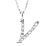Photo of Aabha "V" 1/8 CT. T.W. Lab Grown Diamond Pendant 10K White Gold [CP1752W]