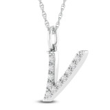 Photo of Aabha "V" 1/8 CT. T.W. Lab Grown Diamond Pendant 10K White Gold [CP1752W]