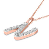 Photo of Aabha "N" 1/8 Carat T.W. Lab Grown Diamond Pendant 14K Rose Gold [CP1744R]