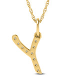 Photo of Aabha "Y" 1/8 Carat T.W. Lab Grown Diamond Pendant 14K Yellow Gold [CP1755Y]