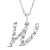 Photo of Aabha "W" 1/8 Carat T.W. Lab Grown Diamond Pendant 14K White Gold [CP1753W]