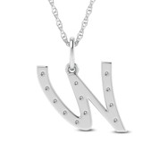 Photo of Aabha "W" 1/8 Carat T.W. Lab Grown Diamond Pendant 14K White Gold [CP1753W]