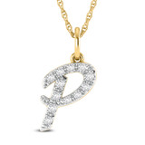 Photo of Aabha "P" 1/8 CT. T.W. Lab Grown Diamond Pendant 10K Yellow Gold [CP1746Y]