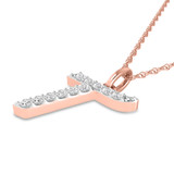 Photo of Aabha "T" 1/8 CT. T.W. Lab Grown Diamond Pendant 14K Rose Gold [CP1750R]