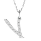Photo of Aabha "V" 1/8 CT. T.W. Lab Grown Diamond Pendant 14K White Gold [CP1752W]