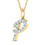 Photo of Aabha "P" 1/8 Carat T.W. Lab Grown Diamond Pendant 14K Yellow Gold [CP1746Y]