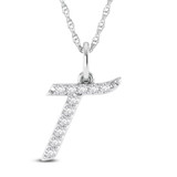Photo of Aabha "T" 1/8 Carat T.W. Lab Grown Diamond Pendant 10K White Gold [CP1750W]
