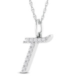 Photo of Aabha "T" 1/8 Carat T.W. Lab Grown Diamond Pendant 10K White Gold [CP1750W]