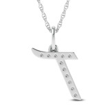 Photo of Aabha "T" 1/8 Carat T.W. Lab Grown Diamond Pendant 10K White Gold [CP1750W]