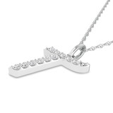 Photo of Aabha "T" 1/8 Carat T.W. Lab Grown Diamond Pendant 10K White Gold [CP1750W]