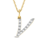 Photo of Aabha "V" 1/8 Carat T.W. Lab Grown Diamond Pendant 10K Yellow Gold [CP1752Y]