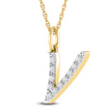 Photo of Aabha "V" 1/8 Carat T.W. Lab Grown Diamond Pendant 10K Yellow Gold [CP1752Y]