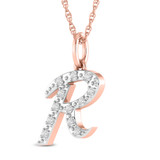 Photo of Aabha "R" 1/8 CT. T.W. Lab Grown Diamond Pendant 10K Rose Gold [CP1748R]