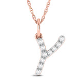 Photo of Aabha "Y" 1/8 Carat T.W. Lab Grown Diamond Pendant 10K Rose Gold [CP1755R]