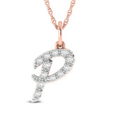 Photo of Aabha "P" 1/8 Carat T.W. Lab Grown Diamond Pendant 10K Rose Gold [CP1746R]