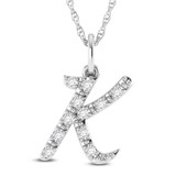 Photo of Aabha "K" 1/8 Carat T.W. Lab Grown Diamond Pendant 10K White Gold [CP1741W]