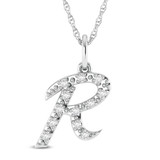 Photo of Aabha "R" 1/8 Carat T.W. Lab Grown Diamond Pendant 10K White Gold [CP1748W]