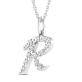 Photo of Aabha "R" 1/8 Carat T.W. Lab Grown Diamond Pendant 10K White Gold [CP1748W]