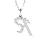 Photo of Aabha "R" 1/8 Carat T.W. Lab Grown Diamond Pendant 10K White Gold [CP1748W]
