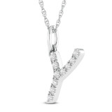 Photo of Aabha "Y" 1/8 Carat T.W. Lab Grown Diamond Pendant 10K White Gold [CP1755W]