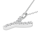 Photo of Aabha "Y" 1/8 Carat T.W. Lab Grown Diamond Pendant 10K White Gold [CP1755W]