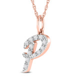Photo of Aabha "P" 1/8 Carat T.W. Lab Grown Diamond Pendant 14K Rose Gold [CP1746R]