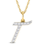 Photo of Aabha "T" 1/8 Carat T.W. Lab Grown Diamond Pendant 14K Yellow Gold [CP1750Y]