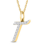Photo of Aabha "T" 1/8 Carat T.W. Lab Grown Diamond Pendant 14K Yellow Gold [CP1750Y]
