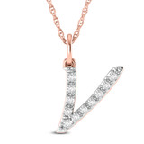 Photo of Aabha "V" 1/8 Carat T.W. Lab Grown Diamond Pendant 10K Rose Gold [CP1752R]