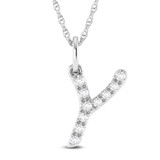 Photo of Aabha "Y" 1/8 CT. T.W. Lab Grown Diamond Pendant 14K White Gold [CP1755W]
