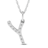 Photo of Aabha "Y" 1/8 CT. T.W. Lab Grown Diamond Pendant 14K White Gold [CP1755W]
