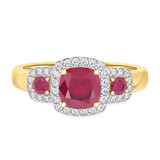 Photo of Kalina 1 1/2 CT. T.W. Ruby and Diamond Matching Bridal Ring Set 14K Yellow Gold [BT2066YE-C000]