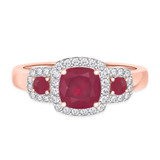Photo of Kalina 1 3/4 CT. T.W. Ruby and Diamond Trio Matching Wedding Ring Set 14K Rose Gold [BT2066RE-C000]