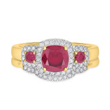 Photo of Kalina 1 1/2 CT. T.W. Ruby and Diamond Matching Bridal Ring Set 10K Yellow Gold [BR2066Y-C000]