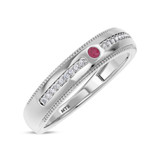 Photo of Kalina 1/7 CT. T.W. Ruby and Diamond Matching Wedding Band Set 10K White Gold [BT2066WM]