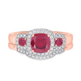 Photo of Kalina 1 1/2 Carat T.W. Ruby and Diamond Matching Bridal Ring Set 10K Rose Gold [BR2066R-C000]