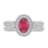 Photo of Magnol 1 CT. T.W. Ruby and Diamond Matching Bridal Ring Set 14K White Gold [BR2086W-C000]