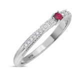 Photo of Magnol 1 CT. T.W. Ruby and Diamond Matching Bridal Ring Set 14K White Gold [BT2086WL]