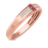 Photo of Chrisoula 1/8 Carat T.W. Ruby and Diamond Mens Wedding Band 10K Rose Gold [BT2082RM]
