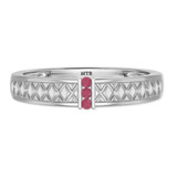 Photo of Manuka 1/7 Carat T.W. Ruby and Diamond Mens Wedding Band 14K White Gold [BT2089WM]