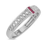 Photo of Manuka 1/7 Carat T.W. Ruby and Diamond Mens Wedding Band 14K White Gold [BT2089WM]